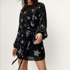 Black sequin star mini dress